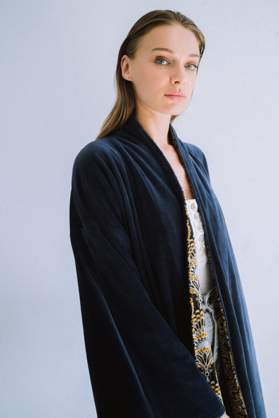 Stardust Reversible Velvet Long Kimono Coat